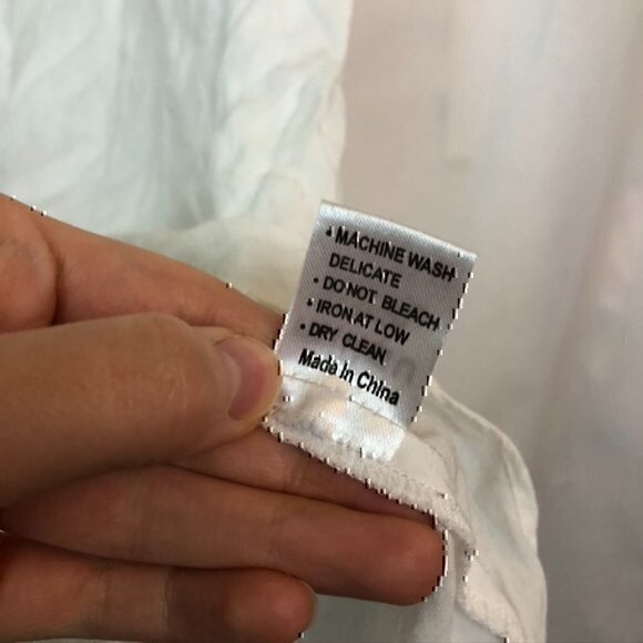 MILLAU LF White Crochet Lace High Low Hi-Lo Sheer Rayon Cotton Button Top Blouse - Picture 9 of 10